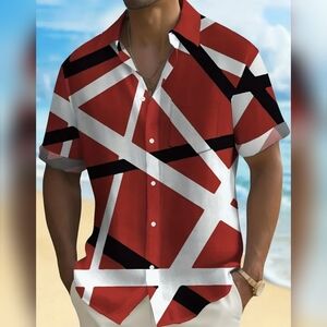 EVH 'Frankenstein' guitar stripes button front shirt, 3X, new